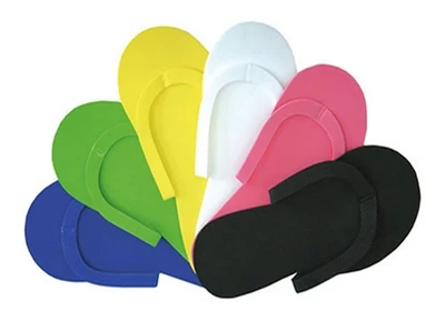 Deluxe Stitched Foam Pedicure Slippers, Multi-coloured (12 per pkg) 